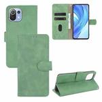 For Xiaomi Mi 11 Lite Solid Color Skin Feel Magnetic Buckle Horizontal Flip Calf Texture PU Leather Case with Holder & Card Slots & Wallet(Green)
