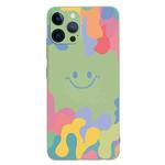 For iPhone 11 Pro Painted Smiley Face Pattern Liquid Silicone Shockproof Case (Green)
