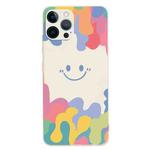 For iPhone 11 Pro Max Painted Smiley Face Pattern Liquid Silicone Shockproof Case (White)