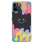 For iPhone 11 Pro Max Painted Smiley Face Pattern Liquid Silicone Shockproof Case (Black)