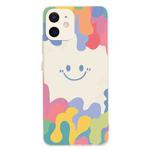 For iPhone 12 Painted Smiley Face Pattern Liquid Silicone Shockproof Case(White)