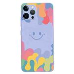 For iPhone 12 Pro Painted Smiley Face Pattern Liquid Silicone Shockproof Case(Purple)