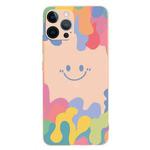 For iPhone 12 Pro Painted Smiley Face Pattern Liquid Silicone Shockproof Case(Pink)