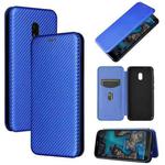 For Nokia C1 Plus Carbon Fiber Texture Horizontal Flip TPU + PC + PU Leather Case with Card Slot(Blue)