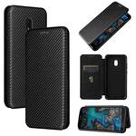 For Nokia C1 Plus Carbon Fiber Texture Horizontal Flip TPU + PC + PU Leather Case with Card Slot(Black)