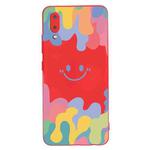 For Xiaomi Redmi 9A Painted Smiley Face Pattern Liquid Silicone Shockproof Case(Red)