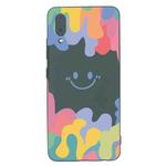 For Xiaomi Redmi 9A Painted Smiley Face Pattern Liquid Silicone Shockproof Case(Dark Green)