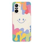 For Xiaomi Redmi K40 Pro+ Painted Smiley Face Pattern Liquid Silicone Shockproof Case(White)