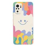 For Xiaomi Redmi Note 10 4G Painted Smiley Face Pattern Liquid Silicone Shockproof Case(White)