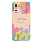 For Xiaomi Redmi Note 10 4G Painted Smiley Face Pattern Liquid Silicone Shockproof Case(Pink)