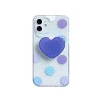 Colorful Dot Pattern TPU Straight Edge Shockproof Case with Heart Holder For iPhone 11 Pro(Blue)