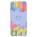 For Samsung Galaxy A02 EU Version Painted Smiley Face Pattern Liquid Silicone Shockproof Case(Purple)