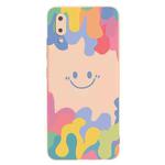 For Samsung Galaxy A02 EU Version Painted Smiley Face Pattern Liquid Silicone Shockproof Case(Pink)