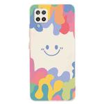 For Samsung Galaxy A12 5G Painted Smiley Face Pattern Liquid Silicone Shockproof Case(White)