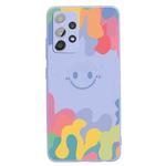 For Samsung Galaxy A32 4G Painted Smiley Face Pattern Liquid Silicone Shockproof Case(Purple)