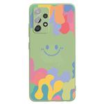 For Samsung Galaxy A32 5G Painted Smiley Face Pattern Liquid Silicone Shockproof Case(Green)