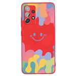 For Samsung Galaxy A32 5G Painted Smiley Face Pattern Liquid Silicone Shockproof Case(Red)