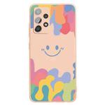 For Samsung Galaxy A32 5G Painted Smiley Face Pattern Liquid Silicone Shockproof Case(Pink)