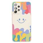 For Samsung Galaxy A72 Painted Smiley Face Pattern Liquid Silicone Shockproof Case(White)