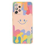 For Samsung Galaxy A72 Painted Smiley Face Pattern Liquid Silicone Shockproof Case(Pink)