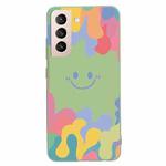 For Samsung Galaxy S21+ 5G Painted Smiley Face Pattern Liquid Silicone Shockproof Case(Green)