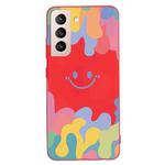 For Samsung Galaxy S21+ 5G Painted Smiley Face Pattern Liquid Silicone Shockproof Case(Red)