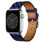 Strip Texture Leather Watch Band For Apple Watch Ultra 49mm / Series 8&7 45mm / SE 2&6&SE&5&4 44mm / 3&2&1 42mm(Blue Black)