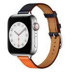 Small Waist Leather Watch Band For Apple Watch Ultra 49mm / Series 8&7 45mm / SE 2&6&SE&5&4 44mm / 3&2&1 42mm(Orange + Indigo)