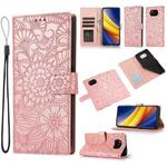 For Xiaomi POCO X3 NFC / X3 Pro / X3 Skin Feel Embossed Sunflower Horizontal Flip Leather Case with Holder & Card Slots & Wallet & Lanyard(Rose Gold)