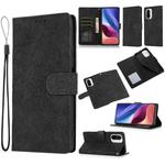 For Xiaomi Redmi K40 / K40 Pro / Poco F3 Skin Feel Embossed Sunflower Horizontal Flip Leather Case with Holder & Card Slots & Wallet & Lanyard(Black)