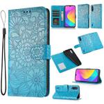 For Xiaomi Mi CC9 Skin Feel Embossed Sunflower Horizontal Flip Leather Case with Holder & Card Slots & Wallet & Lanyard(Blue)