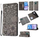 For Xiaomi Redmi 10X 5G Skin Feel Embossed Sunflower Horizontal Flip Leather Case with Holder & Card Slots & Wallet & Lanyard(Grey)