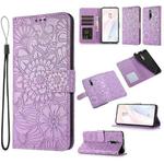 For Xiaomi Redmi K20 Skin Feel Embossed Sunflower Horizontal Flip Leather Case with Holder & Card Slots & Wallet & Lanyard(Purple)