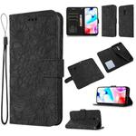 For Xiaomi Redmi 8 Skin Feel Embossed Sunflower Horizontal Flip Leather Case with Holder & Card Slots & Wallet & Lanyard(Black)