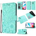 For Xiaomi Redmi 8 Skin Feel Embossed Sunflower Horizontal Flip Leather Case with Holder & Card Slots & Wallet & Lanyard(Green)