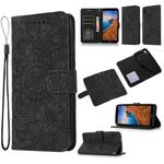 For Xiaomi Redmi 7A Skin Feel Embossed Sunflower Horizontal Flip Leather Case with Holder & Card Slots & Wallet & Lanyard(Black)