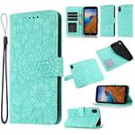 For Xiaomi Redmi 7A Skin Feel Embossed Sunflower Horizontal Flip Leather Case with Holder & Card Slots & Wallet & Lanyard(Green)