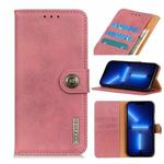 For iPhone 13 Pro KHAZNEH Cowhide Texture Horizontal Flip Leather Case with Holder & Card Slots & Wallet (Pink)