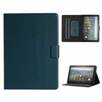 For Amazon Fire HD 10 (2021) Pure Color Horizontal Flip Leather Case with Card Slots & Holder & Sleep / Wake-up Function(Dark Green)