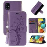 For Samsung Galaxy A31 Embossed Lucky Tree Horizontal Flip Leather Case with Holder & Card Slot & Wallet & Lanyard(Purple)