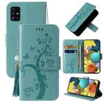 For Samsung Galaxy A31 Embossed Lucky Tree Horizontal Flip Leather Case with Holder & Card Slot & Wallet & Lanyard(Green)