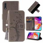 For Samsung Galaxy A50 Embossed Lucky Tree Horizontal Flip Leather Case with Holder & Card Slot & Wallet & Lanyard(Grey)