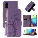 For Samsung Galaxy A71 4G Embossed Lucky Tree Horizontal Flip Leather Case with Holder & Card Slot & Wallet & Lanyard(Purple)