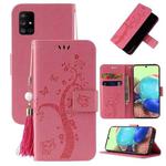 For Samsung Galaxy A71 4G Embossed Lucky Tree Horizontal Flip Leather Case with Holder & Card Slot & Wallet & Lanyard(Pink)