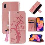 For Samsung Galaxy M01 Embossed Lucky Tree Horizontal Flip Leather Case with Holder & Card Slot & Wallet & Lanyard(Rose Gold)