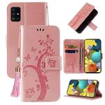 For Samsung Galaxy M51 Embossed Lucky Tree Horizontal Flip Leather Case with Holder & Card Slot & Wallet & Lanyard(Rose Gold)