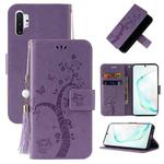 For Samsung Galaxy Note10+ Embossed Lucky Tree Horizontal Flip Leather Case with Holder & Card Slot & Wallet & Lanyard(Purple)