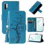 For Samsung Galaxy Note10+ Embossed Lucky Tree Horizontal Flip Leather Case with Holder & Card Slot & Wallet & Lanyard(Blue)