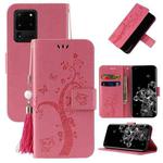 For Samsung Galaxy Note20 Ultra Embossed Lucky Tree Horizontal Flip Leather Case with Holder & Card Slot & Wallet & Lanyard(Pink)