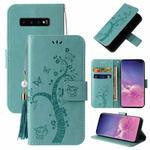 For Samsung Galaxy S10+ Embossed Lucky Tree Horizontal Flip Leather Case with Holder & Card Slot & Wallet & Lanyard(Green)